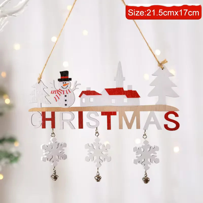 Christmas Wooden Decorations Wall Porch Letter Pendant Snowman Hang Up Creative Decorative Crafts