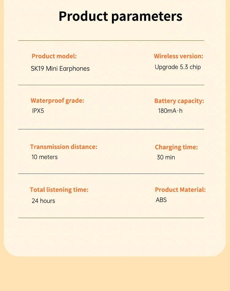 SK19 Bluetooth 5.3 Earphones Mini Invisible Headphones TWS Wireless Earbuds HIFI Stereo Noise Reduction Heasets with Microphones