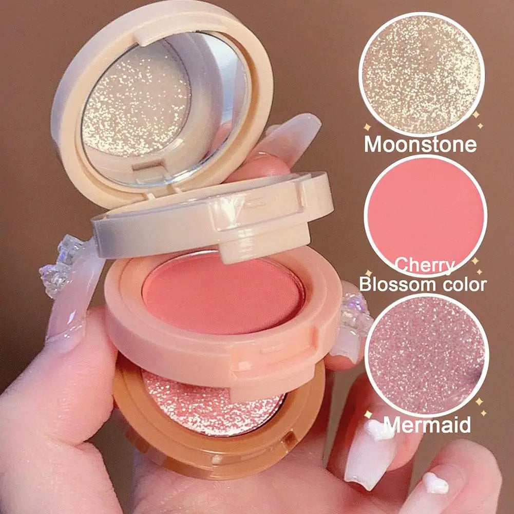 Highlight Powder Matte Blusher Eye Shadow 3 In 1 Face Makeup Natural Palette Multi-color Delicate Shiny Beauty Makeup Cosmetics