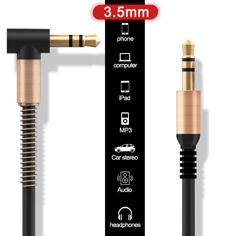 3.5mm Jack Audio Cable3.5mm Car Spring AUX Cable Gold Plated jack male to male speaker cables Cord for TV PC Car  mobile phones