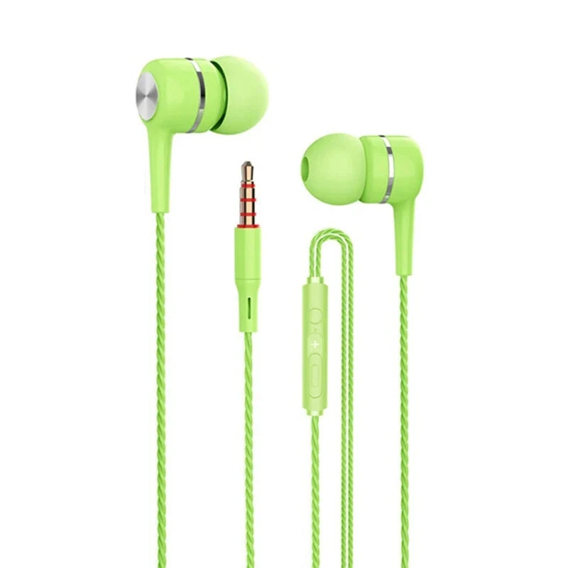 3.5mm Wired Earphone In-Ear Headset HIFI Heavy Bass Earbuds Monitor Sports Headset Stereo Music Gaming Headphone with Microphone