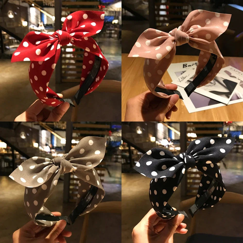 Hair Accessories Women's Headband Bow Knot Sweet Korean Style Polka Dot Hairband Cute Hair Hoop Headwear Headdress Girl Gifts