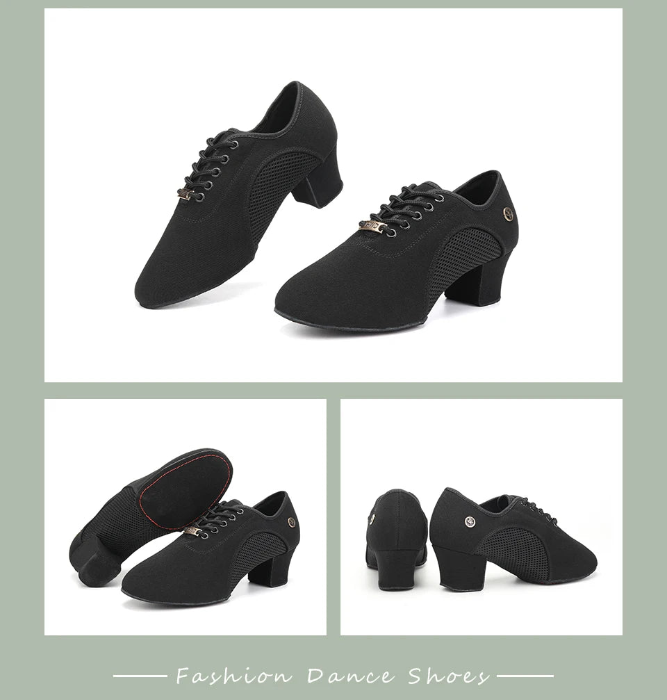 Women Dance Shoes Black Modern Ballroom Salsa Dancing Shoes Boys Latin Jazz Training Shoes Adults Tango Dance Sneakers Men