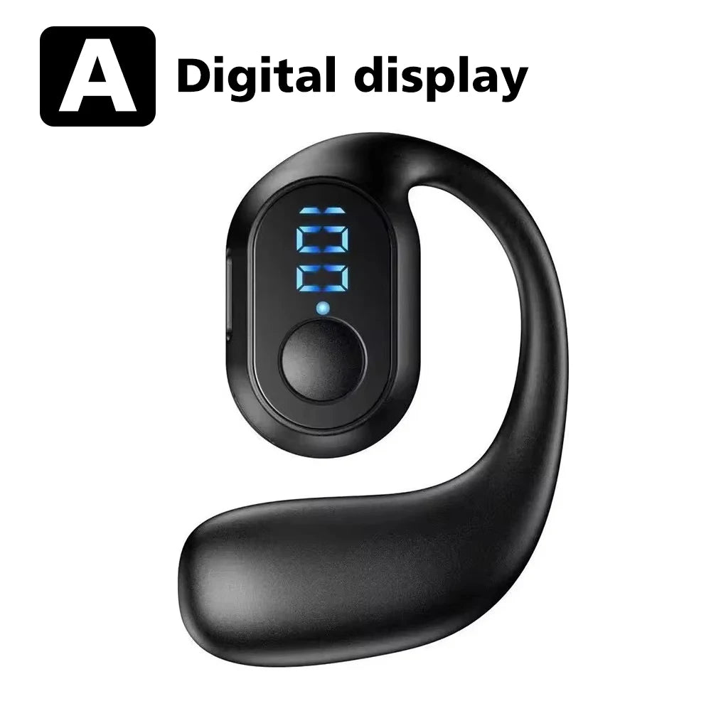 Bluetooth 5.4 Headphone Wireless Ear Hook Earphone LED HiFi Stereo Noise Reduction Clip Headset Waterproof Earbud For Phone New