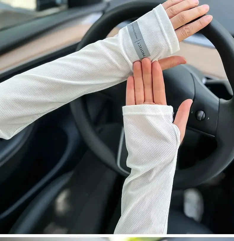Large Size Ice Sleeves for Men's Sun Protection Japanese Summer Outdoor UV Protection Loose Arm Sleeves Driving Outdoor Gloves