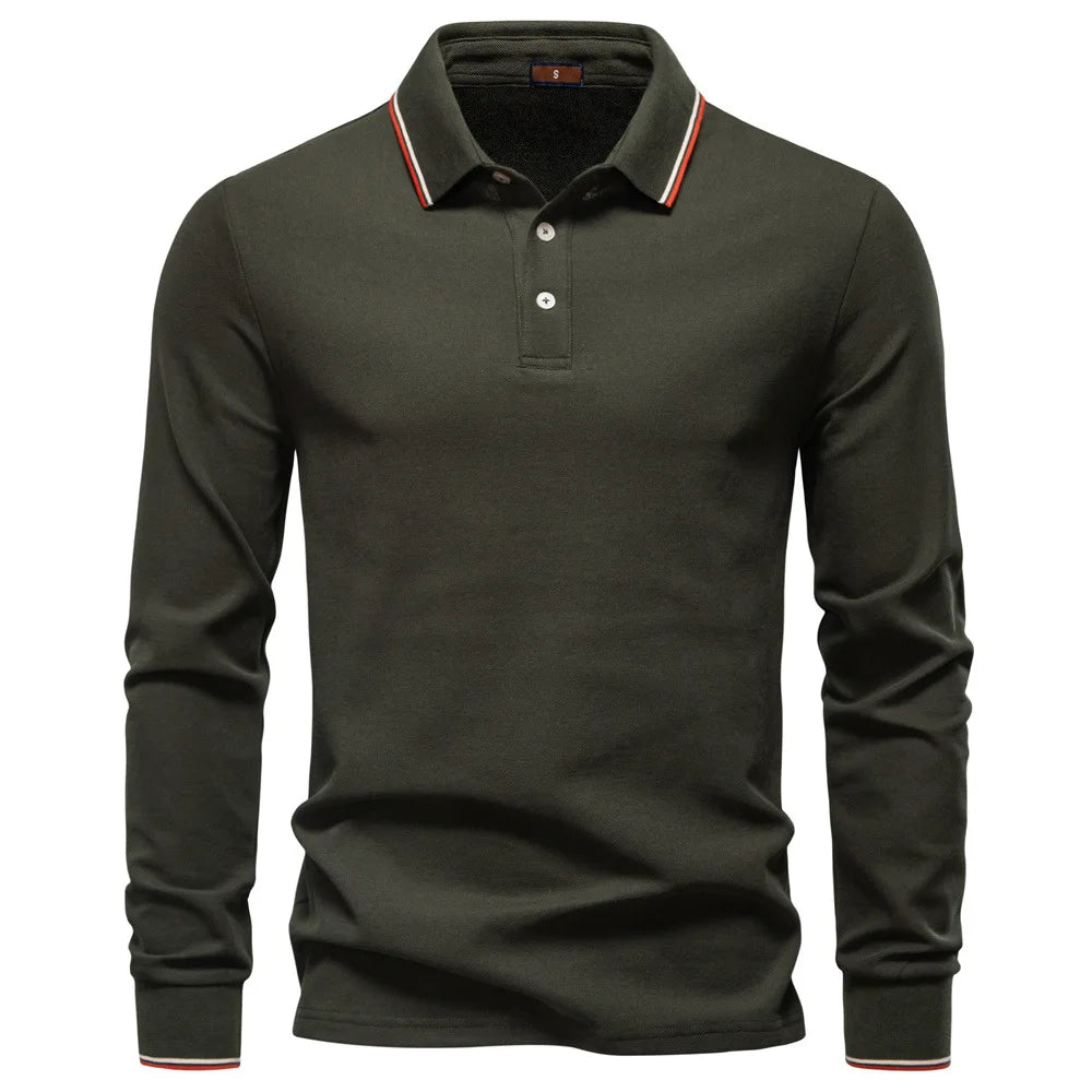 2025 New Men's Polo Shirts for Men Cotton Solid Color Long Sleeve Lapel Polo Desinger High Quality Male T-Shirt Dropshipping