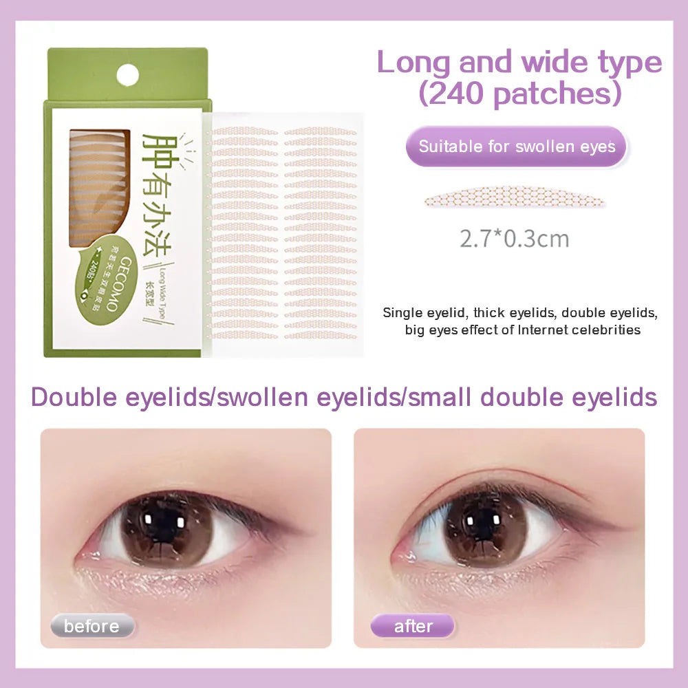 240 PCS Double Eyelid Stickers Natural Invisible And Long-lasting Shaping Big Eye Beauty Tapes For Single  Eyelid Person