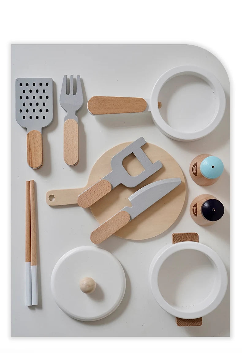 Wooden Pretend Play Kitchen Toys Cutting Food Accessories Set Fruit Vegetable Bakery Meat fish Early Educational Cognition Toys