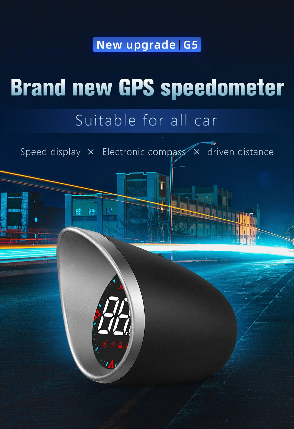 G5 GPS Car Head Up Display Auto Hud Smart System Tachometer Digital Speed Mileage Meter For All Car Universal Compass Projector