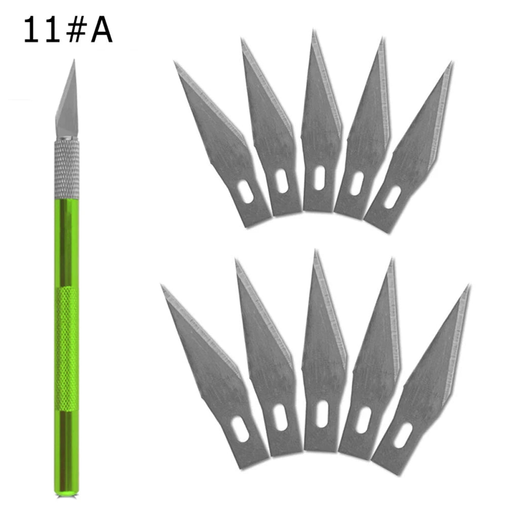 Engraving Non-Slip Metal Knife Kit + 40/10pcs #11 Blades Cutter Craft Knives for Mobile Phone PCB Repair Hand Tools