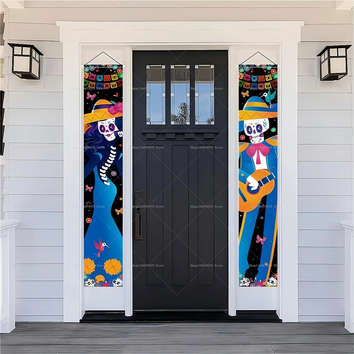 Halloween And Day Of The Dead Porch Banner Hanging Skull Home Room Festival Door Curtain Decoration Party Supplies