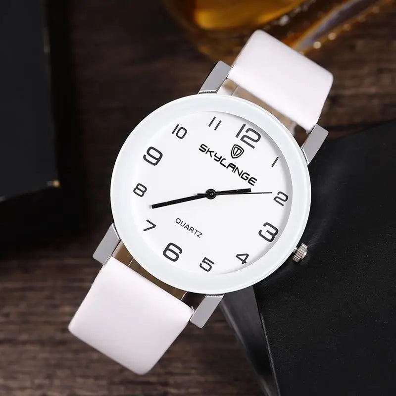Women Black Watch Hot Sale Leather Band Stainless Steel Analog Quartz Wristwatch Lady Female Casual Watches