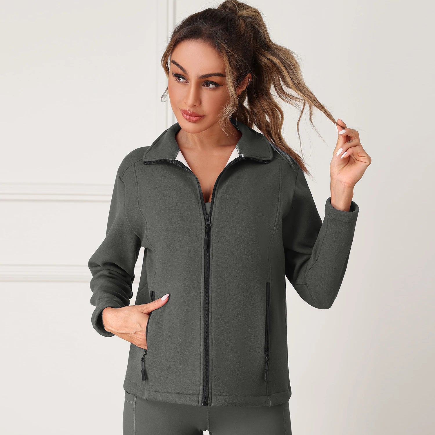 Women Sport Jacket Long Sleeve Shirt Workout Coat Gym Training Clothing Yoga Sportswear