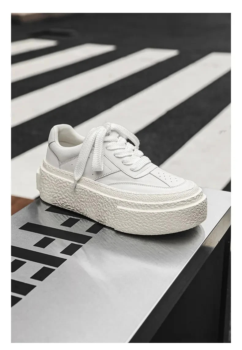 Men Fashionable Casual Sports Shoes Black White Thick-soled Lightweight Comfortable Outdoor White Sneakers Men Size 38-46