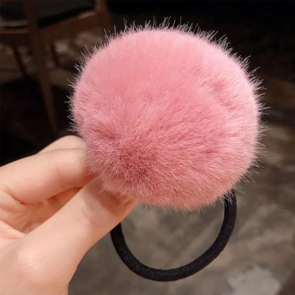 Winter Lovely Hair Ties Pompom  Hairband  Hair Rope Ponytail Holder Hair Accessories Pompom Rubber Band