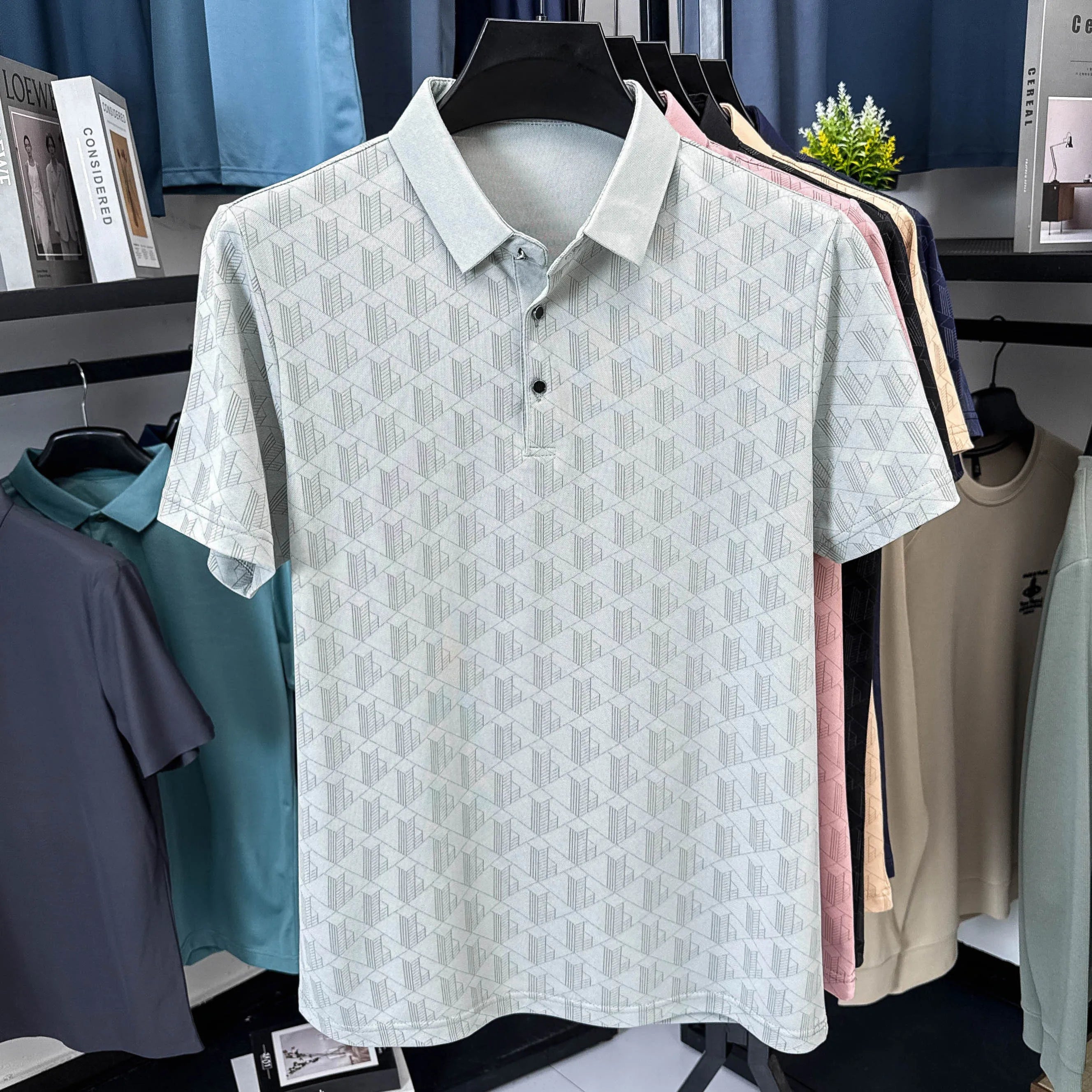 Men's New Short-Sleeved T-Shirt Summer Polo Shirt with a Stand-Up Collar Simple Casual Versatile Fashionable Trendy Men's Wear