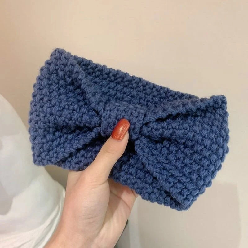 Winter Warm Knit Headbands For Women Knotted Crochet Elastic Hair Band Bandanas Handmade Turban Headwear Hair Accessories