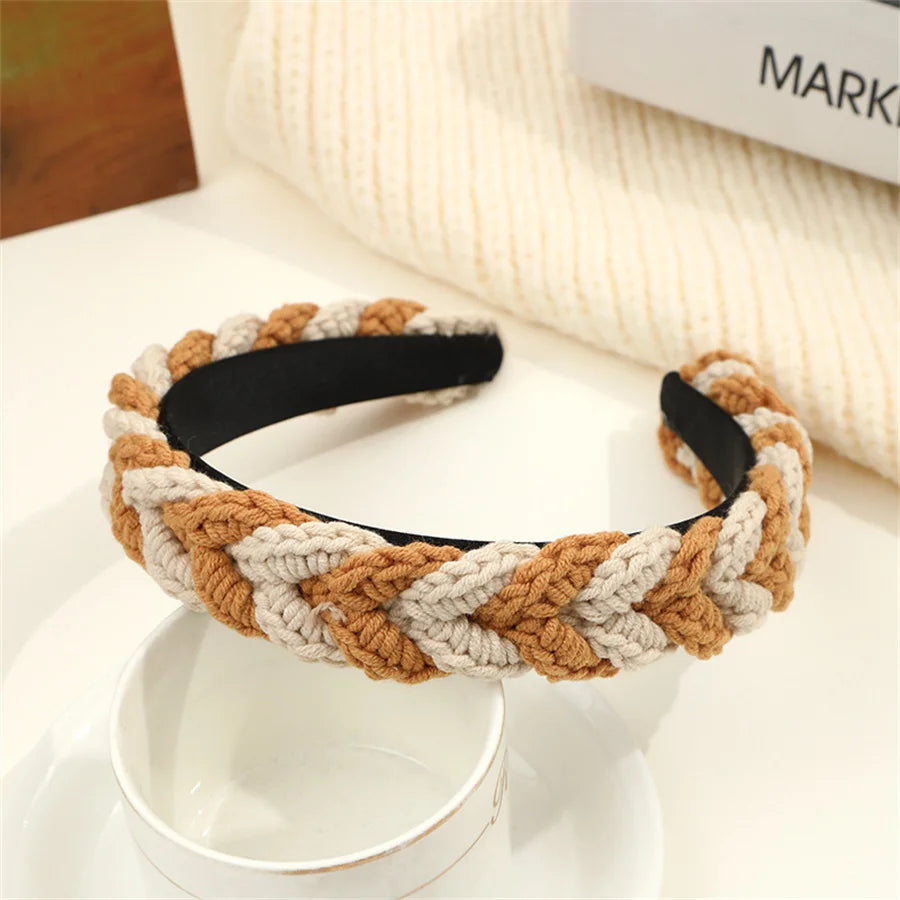 Fashion children's hair accessories winter hand-knitted wool headband lady cute girl heart flower wide headband hair accessories