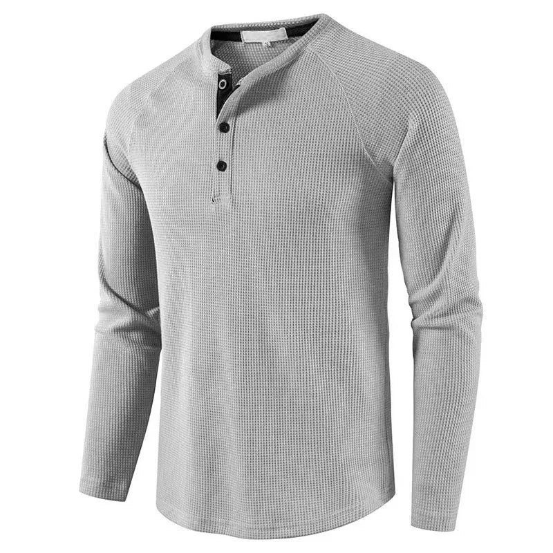 New Men's T-Shirts For Autumn And Winter Solid-Color Long-Sleeved Undershirts For European And American Men Henry Shirts For Men