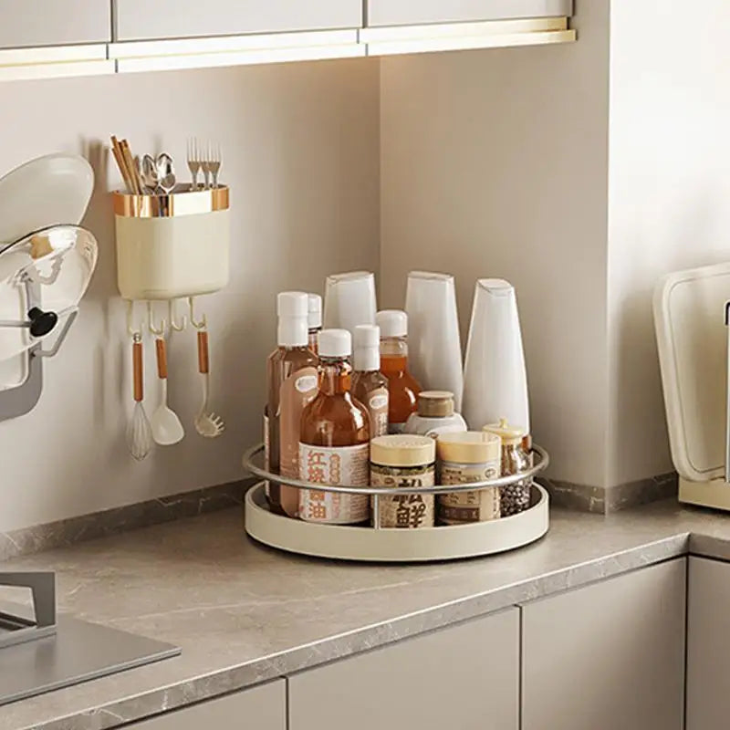 Kitchen Turntable Organizer Rotating Tray Organizer Kitchen Countertop Refrigerator Cupboard Kitchen Countertop Organizer