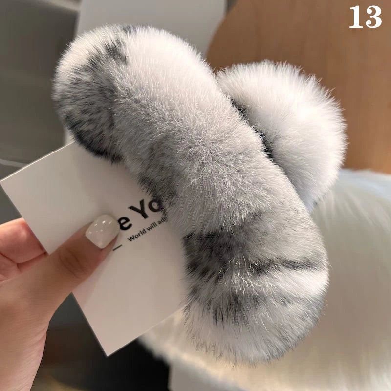 Winter Faux Fur Hair Claw Rabbit Hair Hairpins Plush Hair Clip Barrette Crab Headwear For Women Girls Hair Accessories