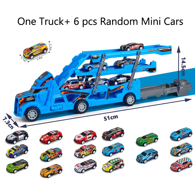 Large Kid Truck Deformation Transporter Car Toys Models Educational Model Folding Track Racing Vehicle Boys Girls Birthday Gift