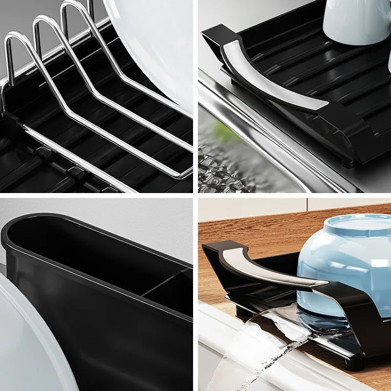 Kitchen Dish Storage Rack Retractable Dish Rack Kitchen Organizer Rack Countertop for Dishes and Chopsticks Drain Basket