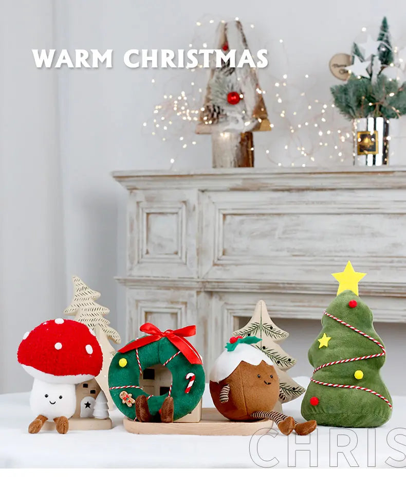 Christmas Decorations Christmas Tree Wreath Cake Wreath Shaped Plush Doll Ornament Holiday Decoration Home Decor for Christmas