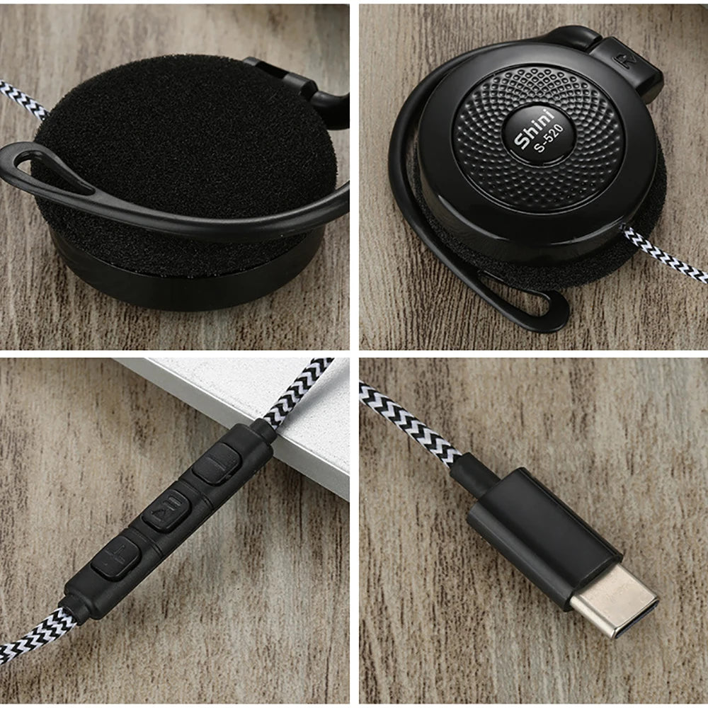 On-Ear Wired Headphones Universal Type-C Wired Music Headphones Drop-proof Earbuds Portable Sports Headphones