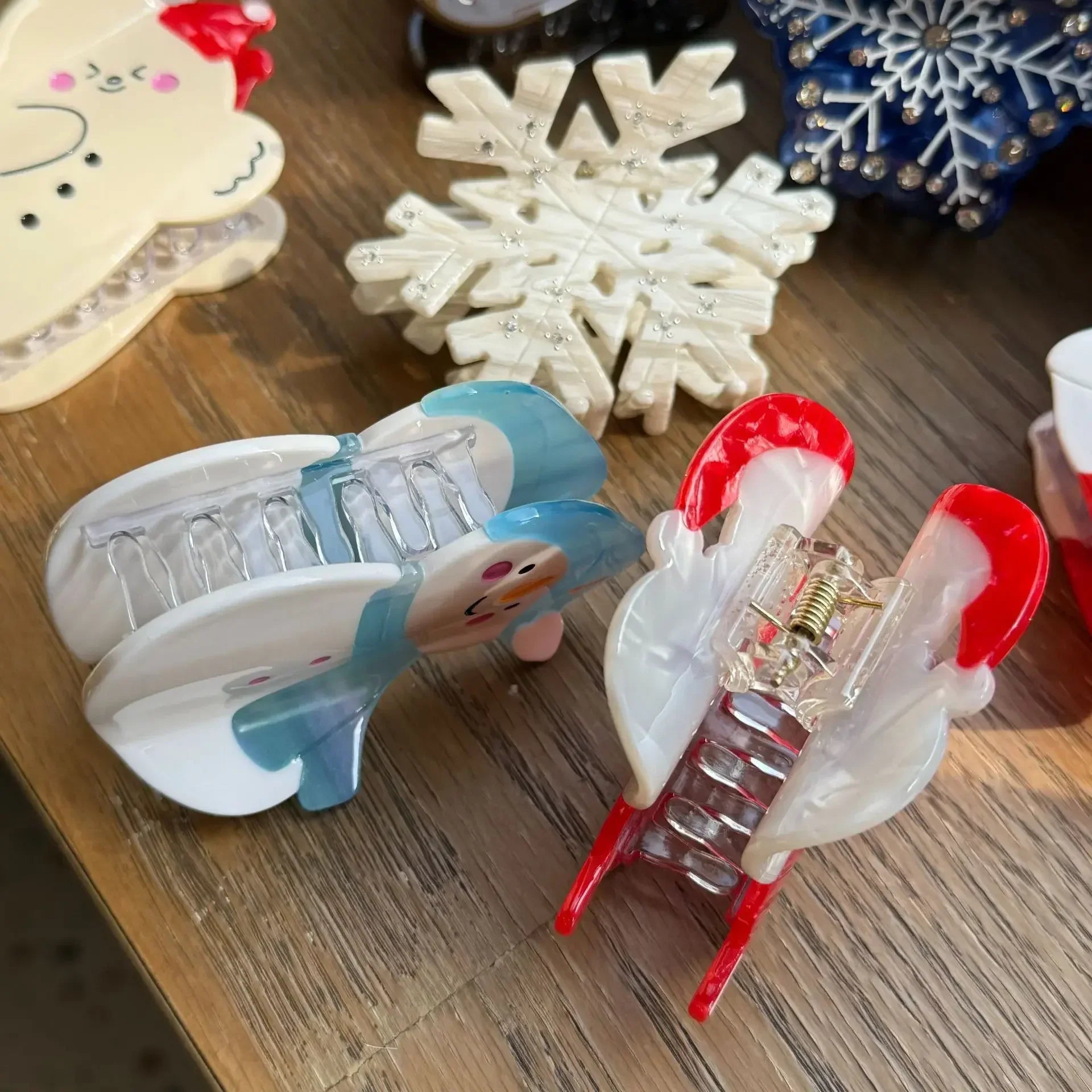 2025 NEW Winter Christmas Series Hair Claw Acetate Claw Clips Rhinestone Snowflake Hair Clips Hair Accessories for Women Girls