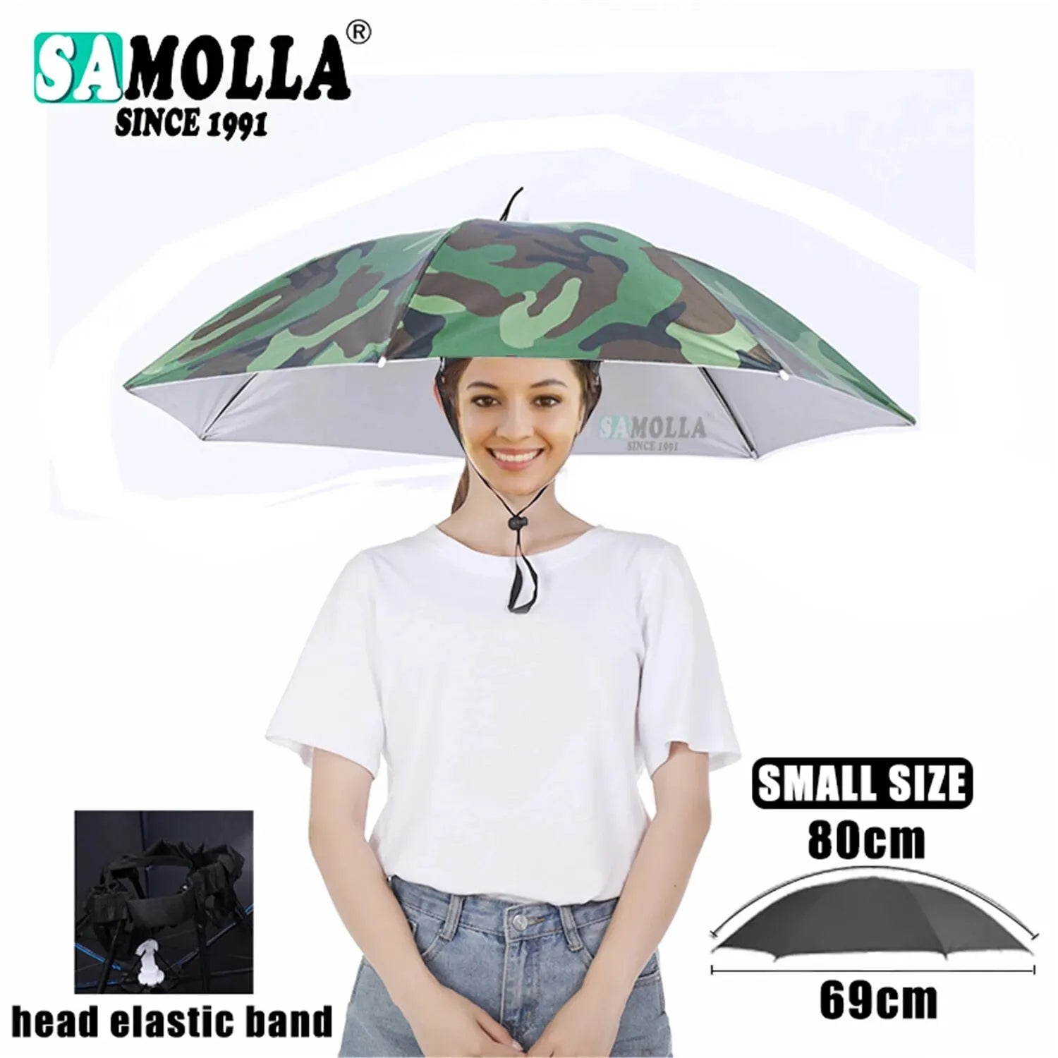 Rain Umbrella Hat Foldable Sun Shade Waterproof Fishing Headwear Cap Beach Head Hats Double-Layer UV Protection Sunscreen