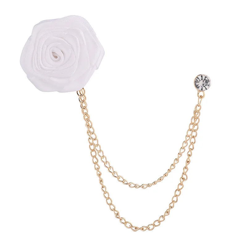 New Men And Women Emcee Pectoral Accessories Suit Accessories Encrypted Rose Brooch Tassel Chain H1305