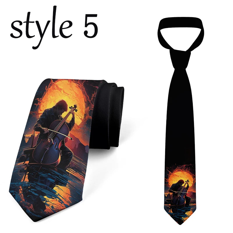 Fashion new cartoon oil painting accessories tie men and women general high-quality popular men's tie suit business wedding