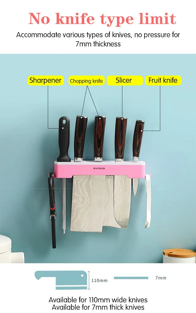 Kitchen Knife Holder Wall Mounted Multifunctional Knife Holder Home Cutlery Wall Mounted Storage Rack Kitchen Cutlery Organizer