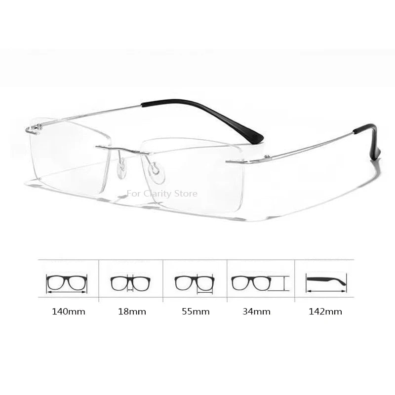 Fashion Business Anti-blue Light Frameless Reading Glasses Women Anti-fatigue Presbyopic Glasses Computer Grade Glasses
