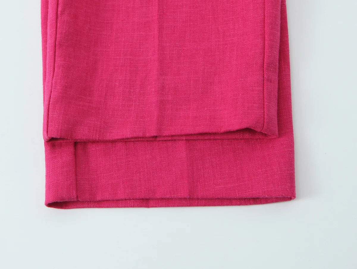 2025 Women's Autumn New Suit Jacket Round Neck Single Breasted Skirt Design High Waist Commuting Temperament Long Pants Set