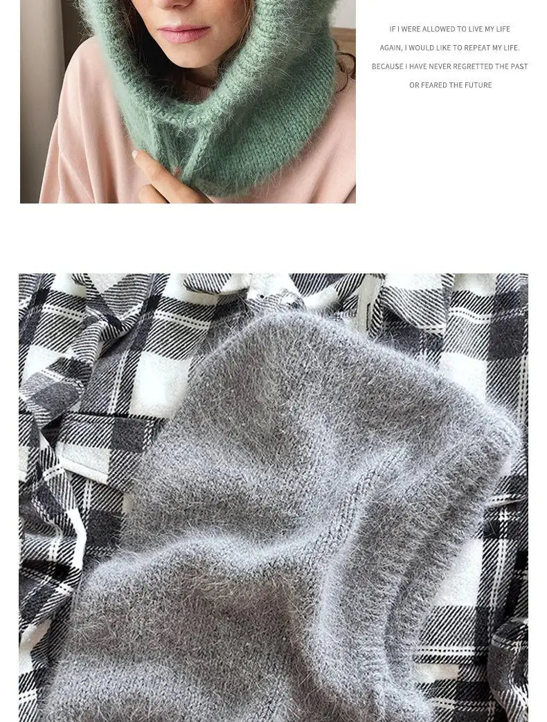 Winter Hats for Women Girls Warm Hooded Scarf Beanie for Female Youth Balaclava Kniting Skull Cap Ear Flap