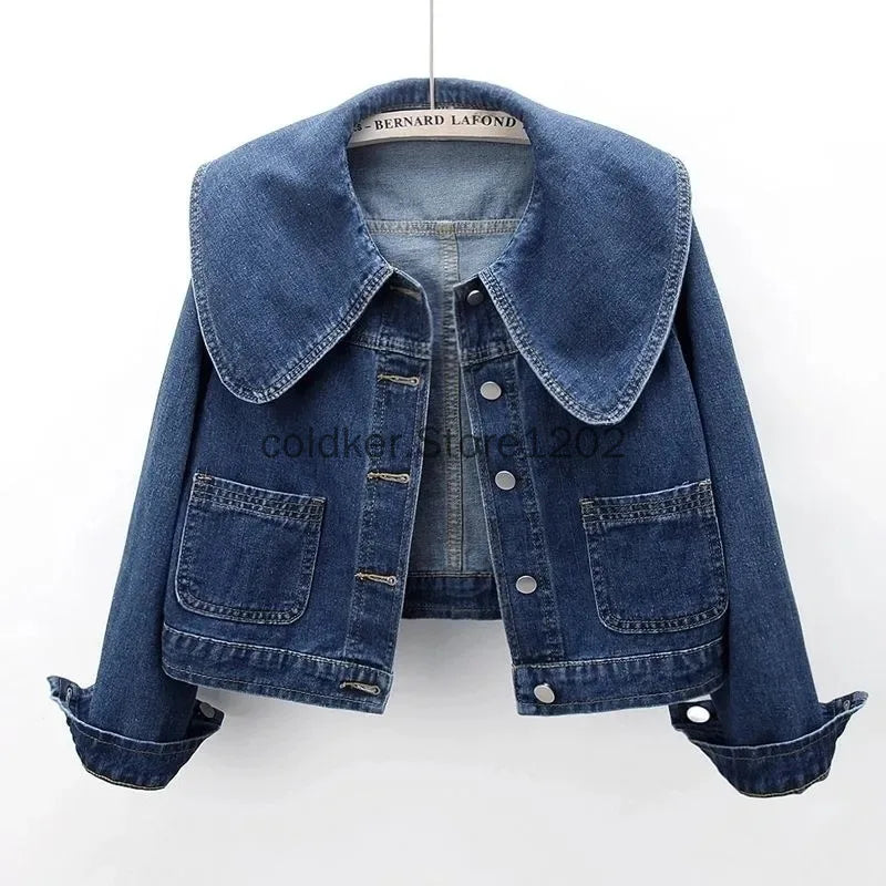 Spring Autumn Women Denim Jacket Long Sleeve Casual Short Denim Coat Famale Jeans Jackets Outerwear Casaco Jaqueta Feminina