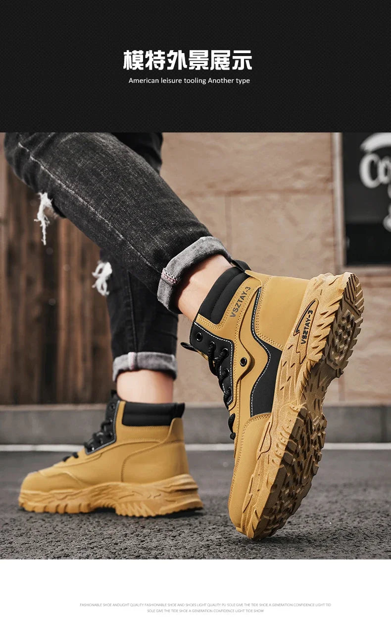 2025 New Autumn Winter Shoes for Men Outdoor Non-slip Wear-resistant Short Boots Fashion Comfort Casual Men's Shoes Botas Hombre