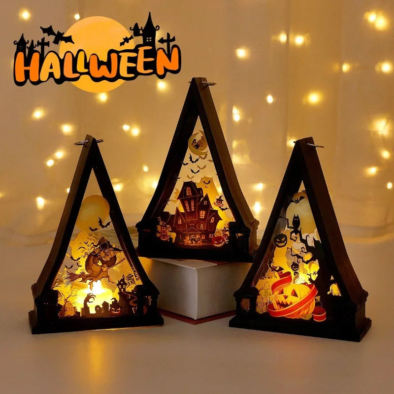 Halloween decorations desktop ornaments retro led lantern pendant nightlight atmosphere lights layout props. home accessories