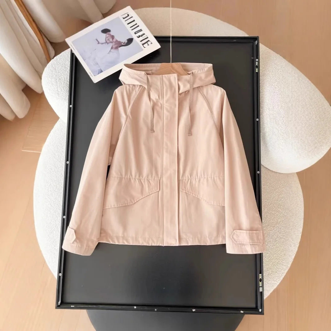 Women's Red Jacket Windproof Waterproof  2025 Casual Hooded Coat