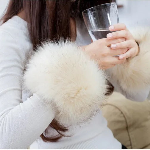 Hot Sale Winter Warm Women Arm Warmer Faux Fur Soft Elastic Wrist Slap On Cuffs Arm Warmer Plush Thicken Accessories Gray White
