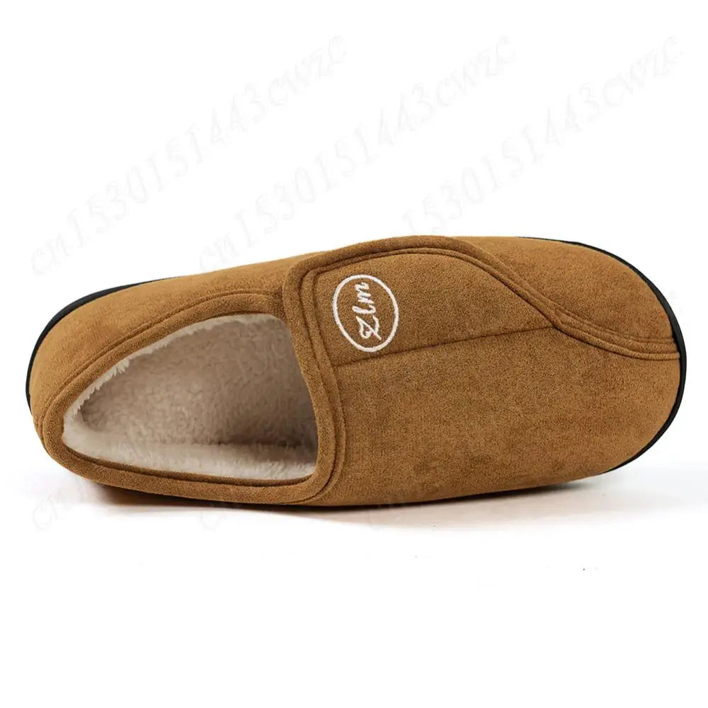 House Shoes for Men Suede Leather Slippers Non-Slip Slip-on Shoes Comfy Warm Plush Indoor/Outdoor for Diabetic Swollen Feet
