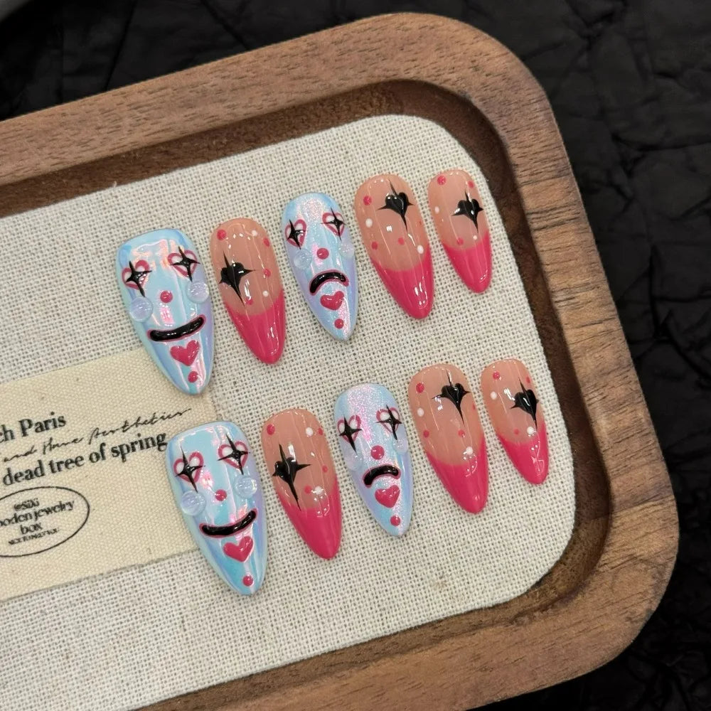 “Halloween Collection” Cross-Border Export Funny Pumpkin Halloween Atmosphere Handmade Nail Stickers, Press-On False Nails 10pcs