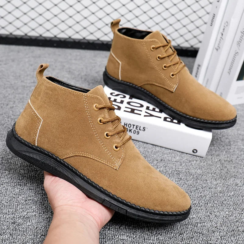 2025Men's Shoes High-top Casual Shoes High Quality Suede Chelsea Boots Fashion British Ankle Boots Business Oxfords Dress Shoes