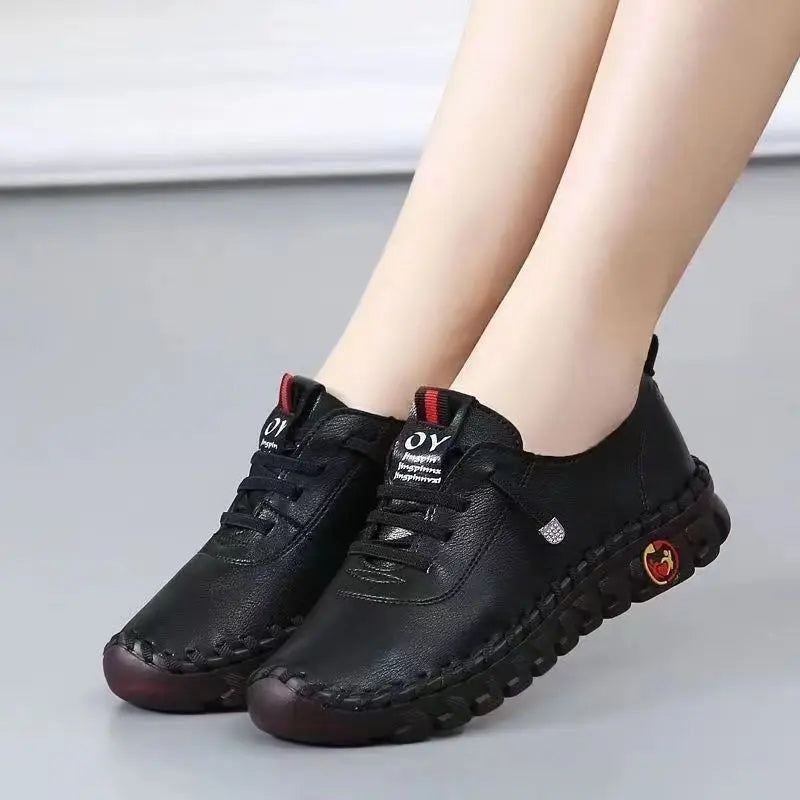 Spring Shockproof Orthopedic Shoes For Women Autumn Lace Up Flats Women's Loafers Ladies Comfort Moccasins Female Driver Shoes