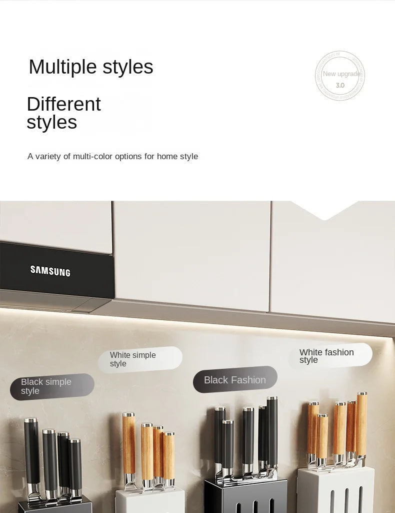 Kitchen knife holder, knife rack, non-perforation, wall-mounted storage box, kitchen organizer  kitchen items