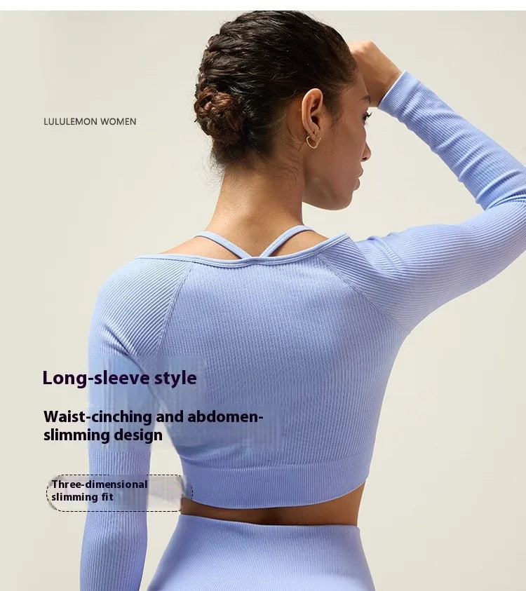 Yoga Suit Set Women in Summer Shock-absorbing Gathering Beautiful Back Underwear Running Tight Fitting Elastic Fitness Yoga Suit