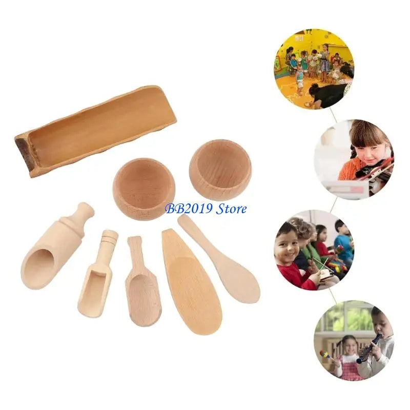Q0KB Toddler Sensory Kitchen Utensils Tool Set Toy Encouraging Concetrate And Calming