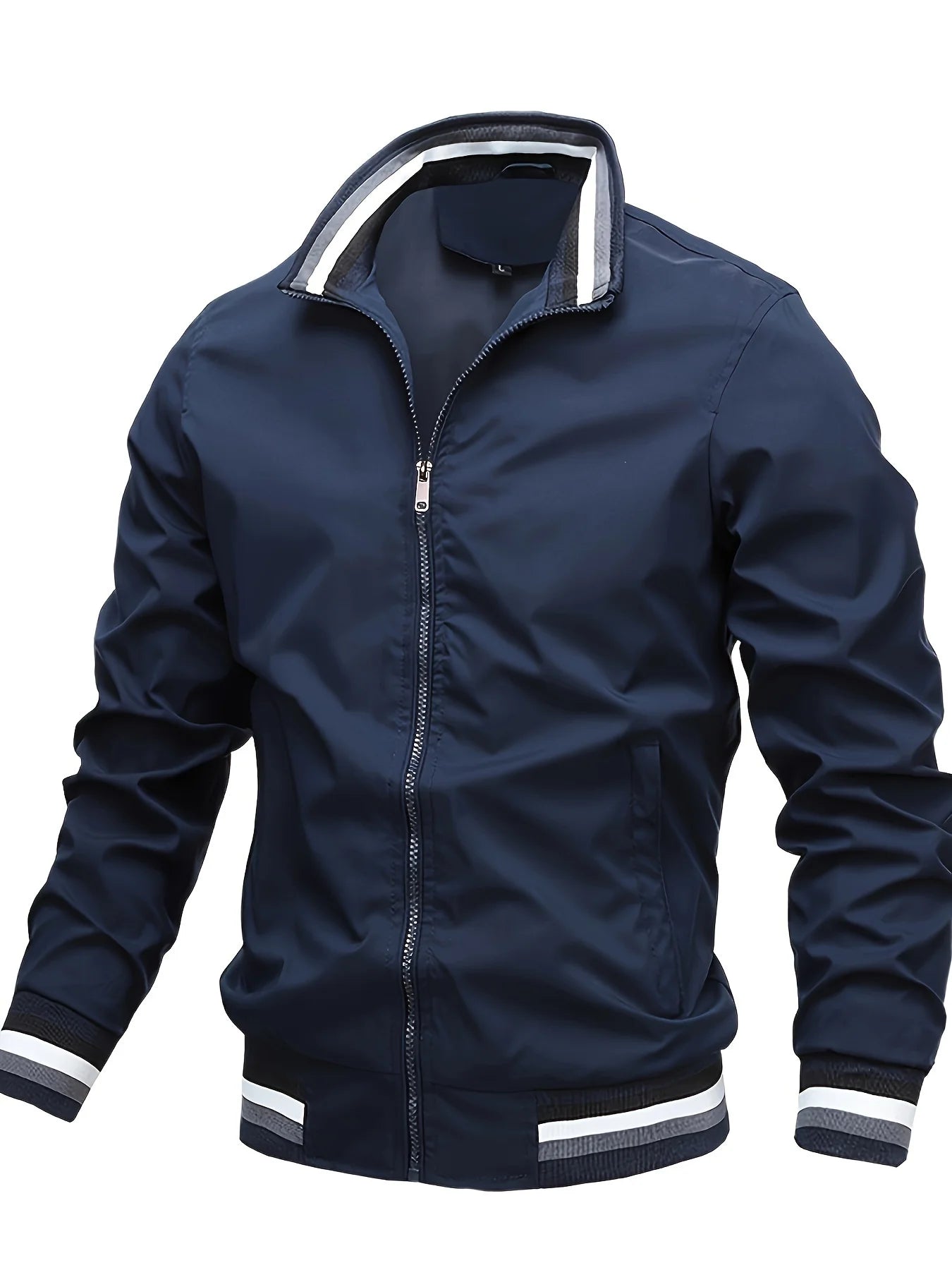 Men's Spring Trendy Stand-Collar Casual Jacket, Simple and Elegant, Highlighting the Charm of a Stylish Man